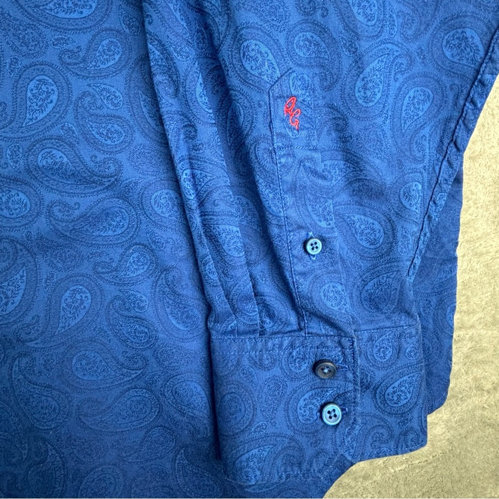 Robert Graham Shirt Men 3XL Blue Paisley Button Up Classic Flip Cuff Business - Picture 6 of 12